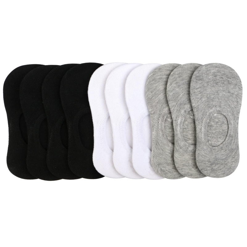 BOOPH 10 Pairs Girls Boys Socks Kids No Show Socks Toddlers Girl Anti-slip Ankle Low Cut Sock 7-9 Years White-Black-Gray - Image 1